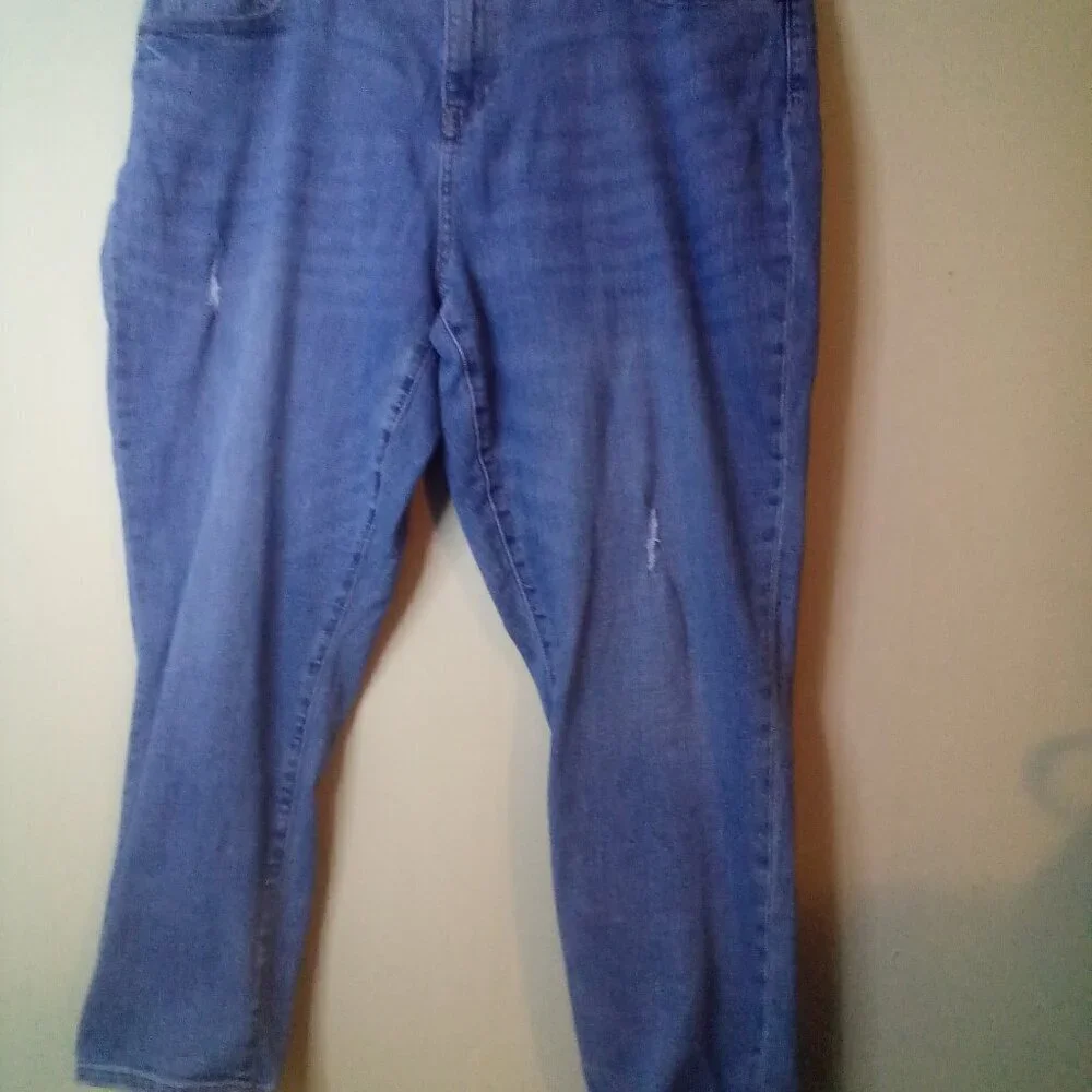 Gap Jeans Women 34 Best Girlfriend Distressed Ankle Cropped Blue